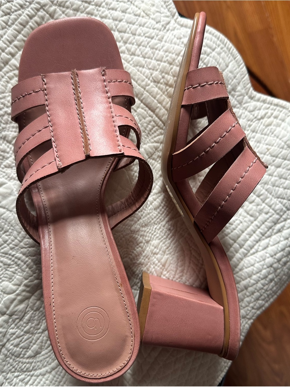 Urban Outfitters pink Strappy Block Heel Mules